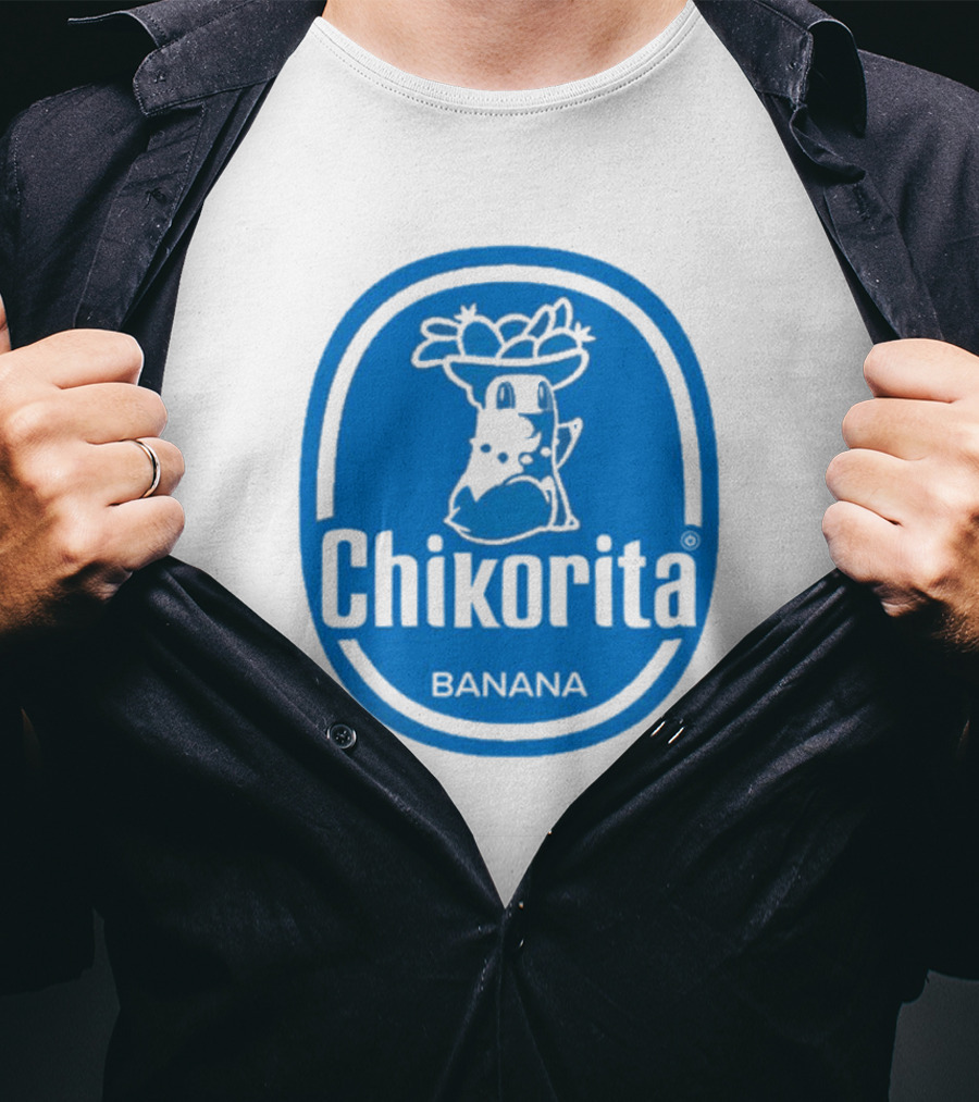 Chikorita Banana Crossover Logo Black And Blue T-Shirt