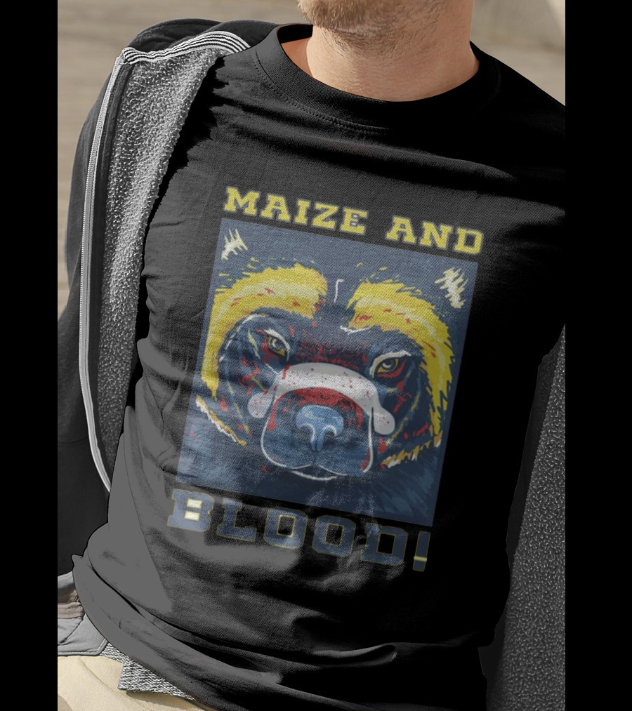 Michigan Wolverines Maize And Blood Wolverine Face T-Shirt