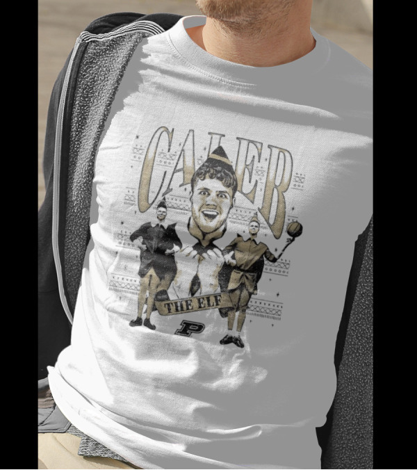 Caleb The Elf Purdue Boilermakers With Festive Characters And P T-Shirt
