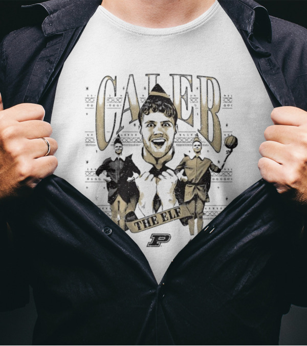 Caleb The Elf Purdue Boilermakers With Festive Characters And P T-Shirt