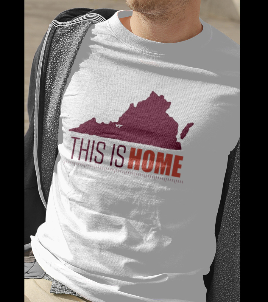 Virginia Tech Football This Is Home Virginia Map T-Shirt