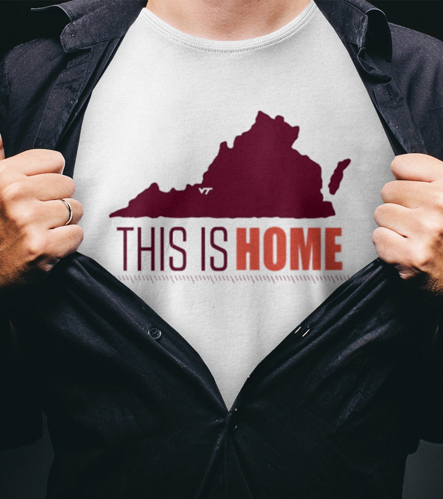 Virginia Tech Football This Is Home Virginia Map T-Shirt