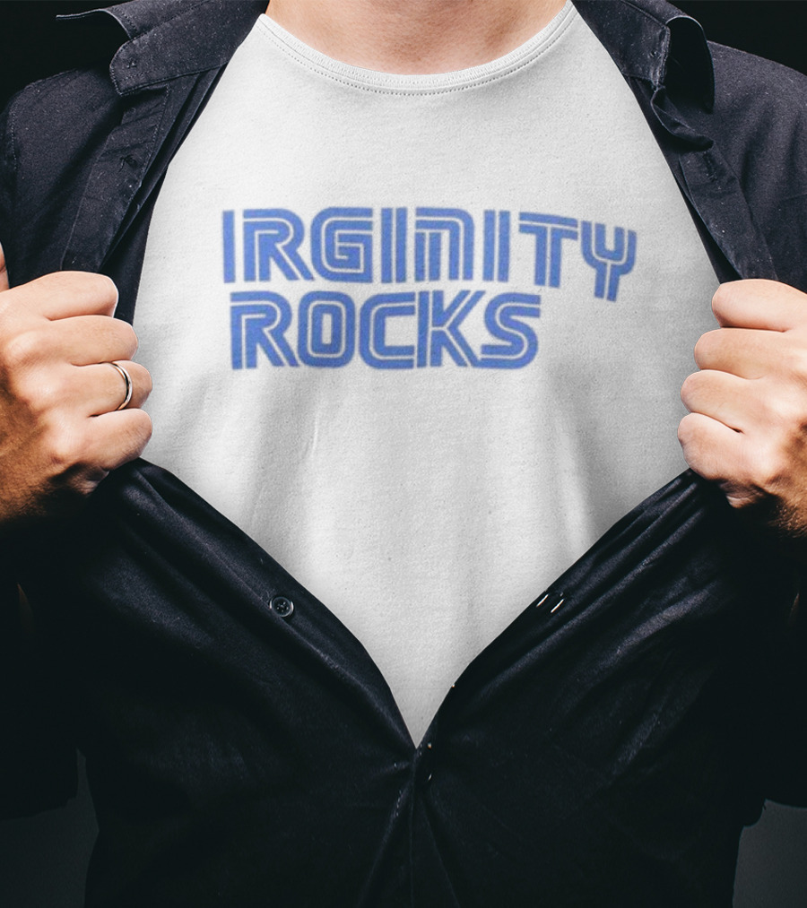 Virginity Rocks Bold Blue Gaming Font T-Shirt