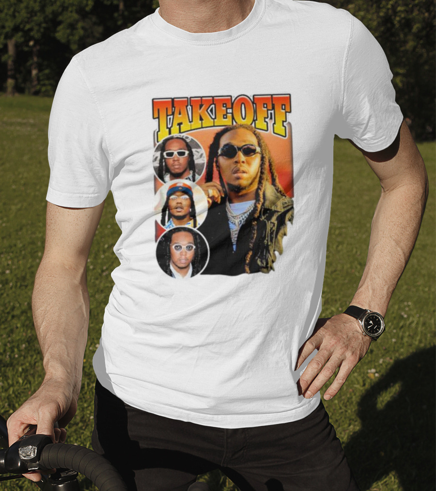 Quavo Migos Takeoff Rapper Tribute Circular Portraits T-Shirt