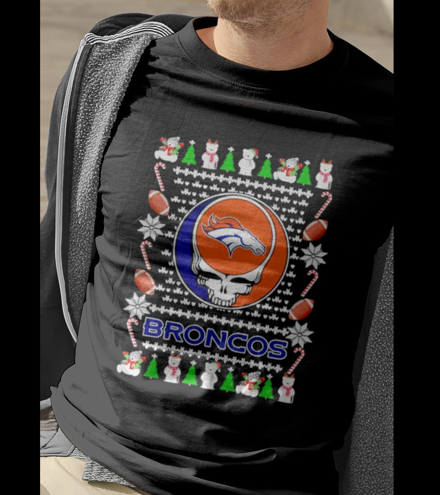 Broncos Festive Skull Holiday T-Shirt