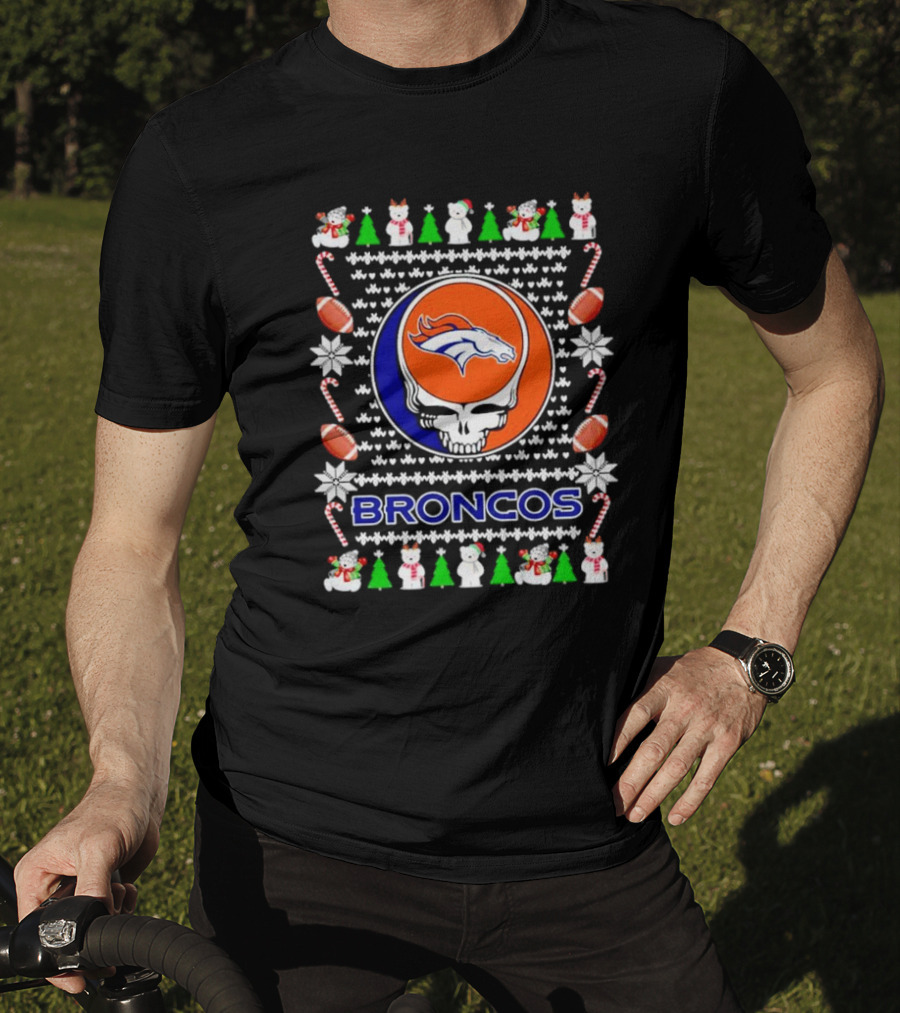 Broncos Festive Skull Holiday T-Shirt