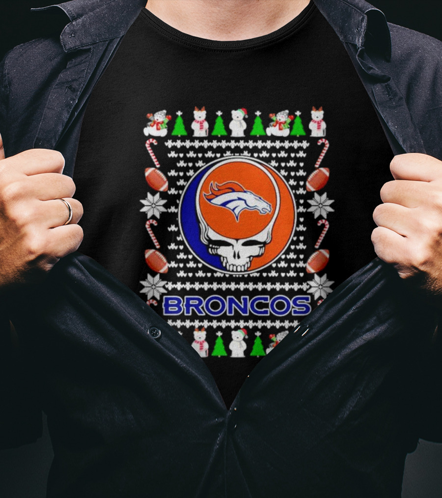 Broncos Festive Skull Holiday T-Shirt