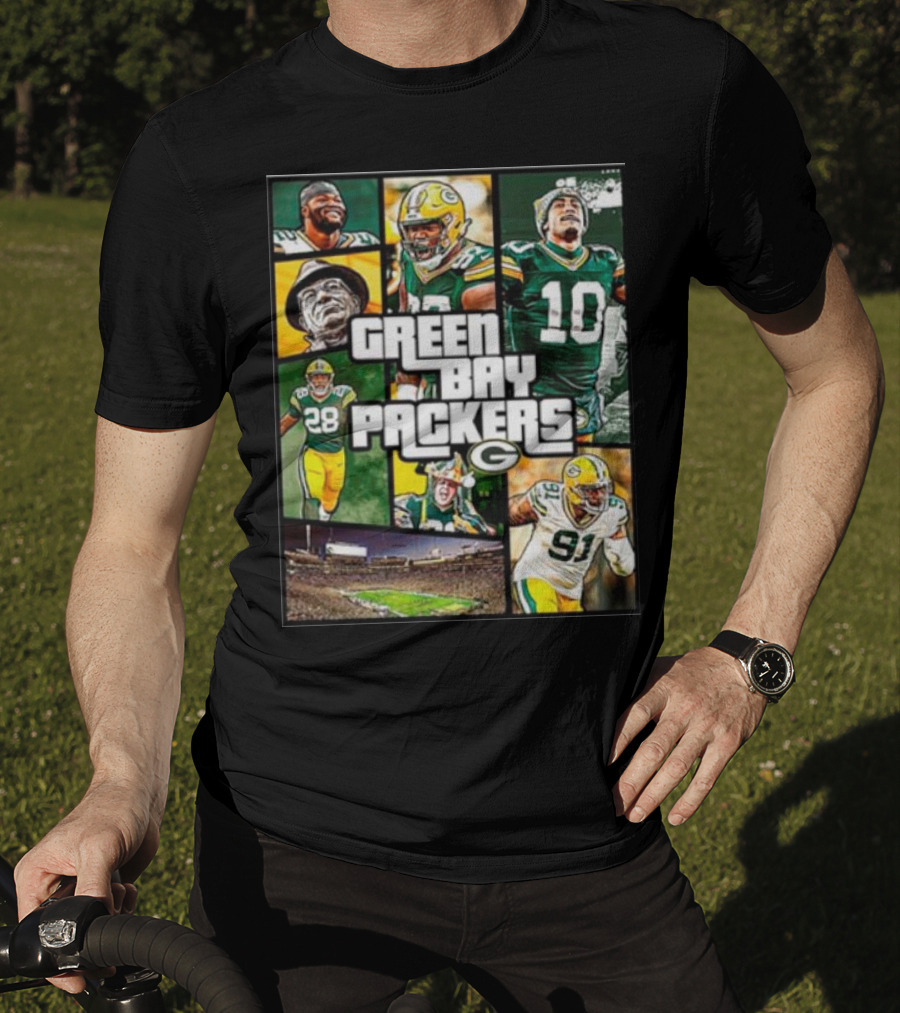 Green Bay Packers Players Collage Grand Theft Auto T-Shirt