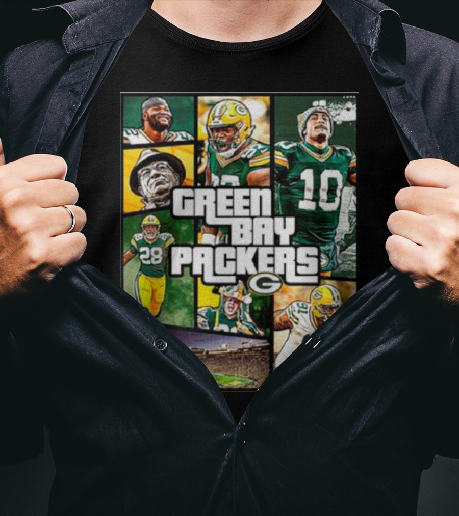 Green Bay Packers Players Collage Grand Theft Auto T-Shirt