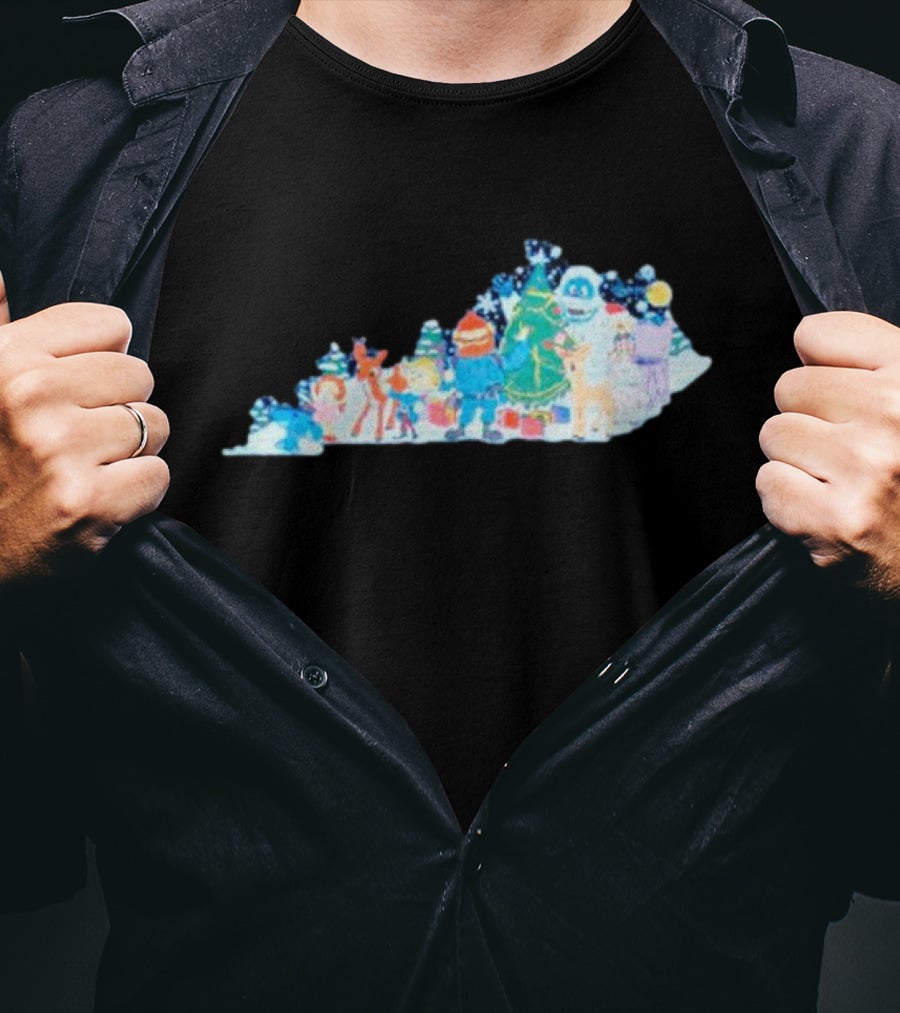 Misfit Kentuckians Christmas Characters Kentucky Map T-Shirt