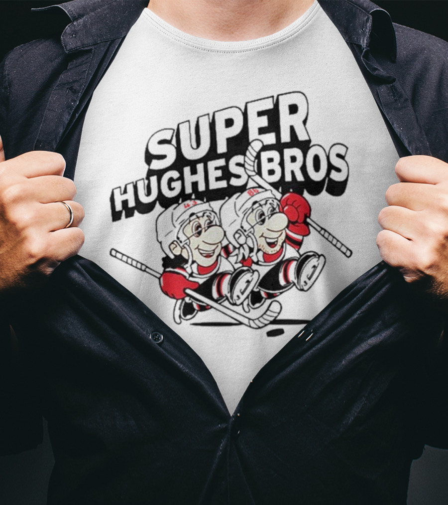 Super Hughes Bros Jack Hughes Luke Hughes Hockey Brothers T-Shirt