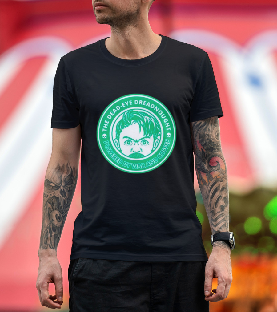 The Dead-Eye Dreadnought Powered by War and Coffee Iconic Emblem T-Shirt