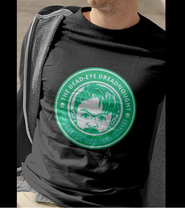 The Dead-Eye Dreadnought Powered By War And Coffee Iconic Emblem T-Shirt