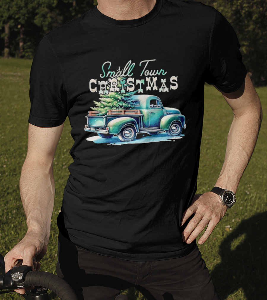 Small Town Christmas Vintage Truck And Tree T-Shirt