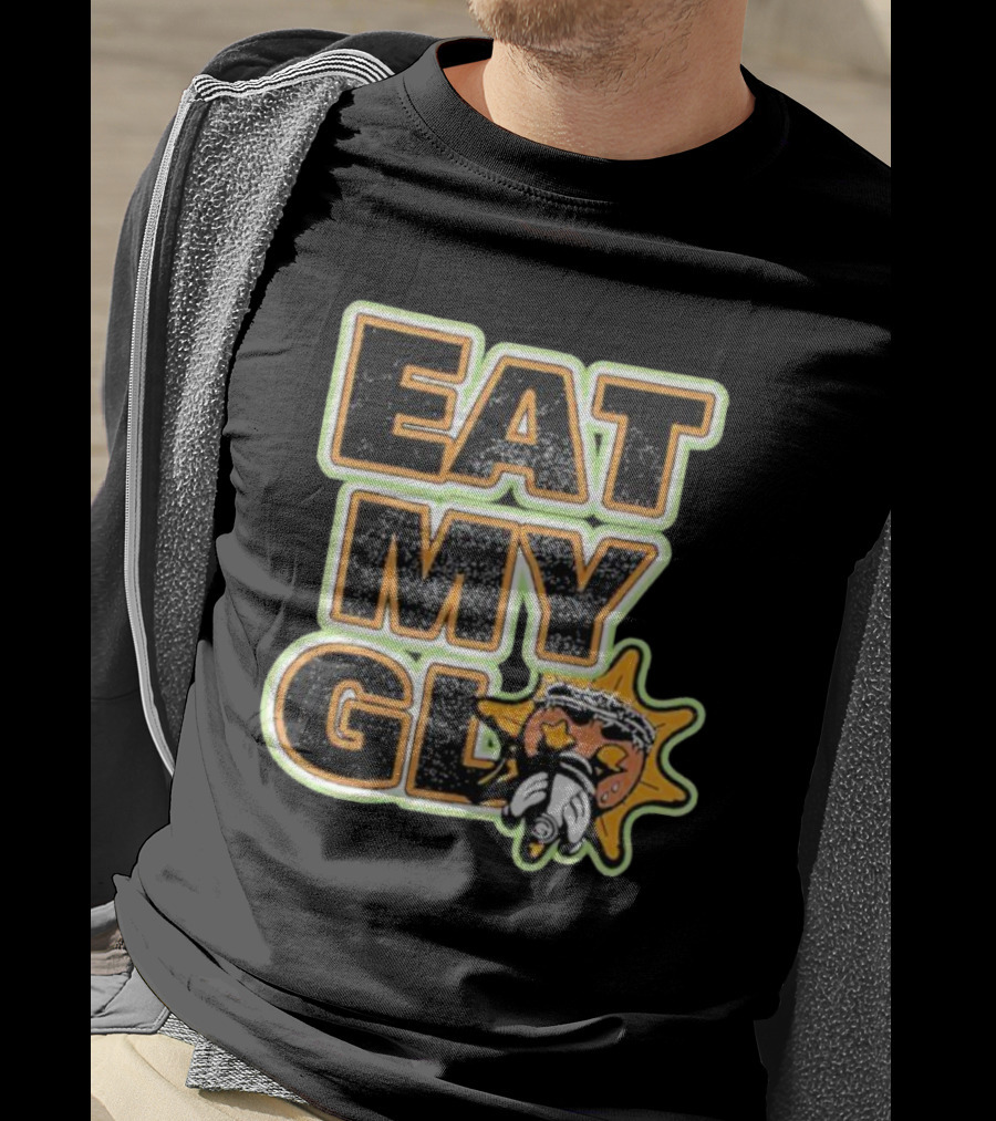 EAT MY GLO Sun Cartoon Eating Globe T-Shirt