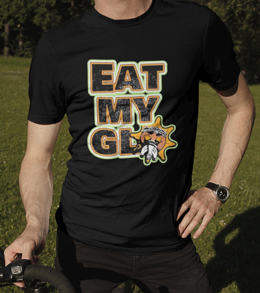 EAT MY GLO Sun Cartoon Eating Globe T-Shirt