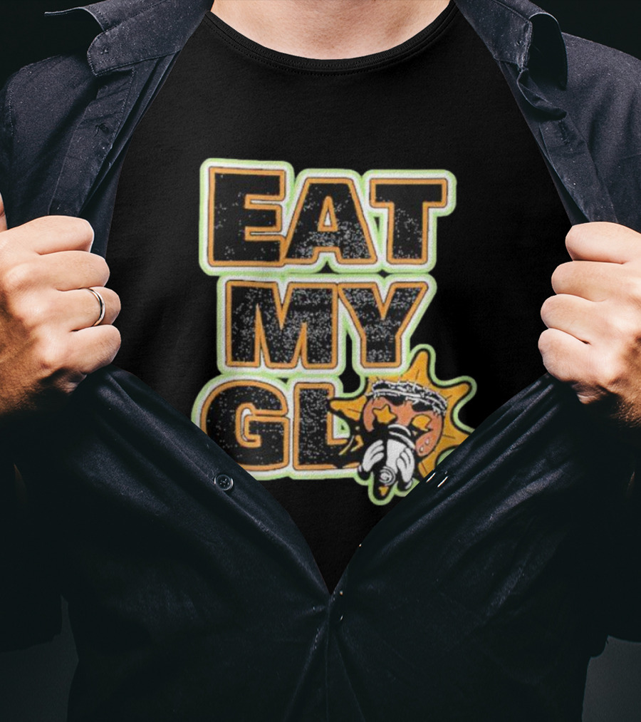 EAT MY GLO Sun Cartoon Eating Globe T-Shirt
