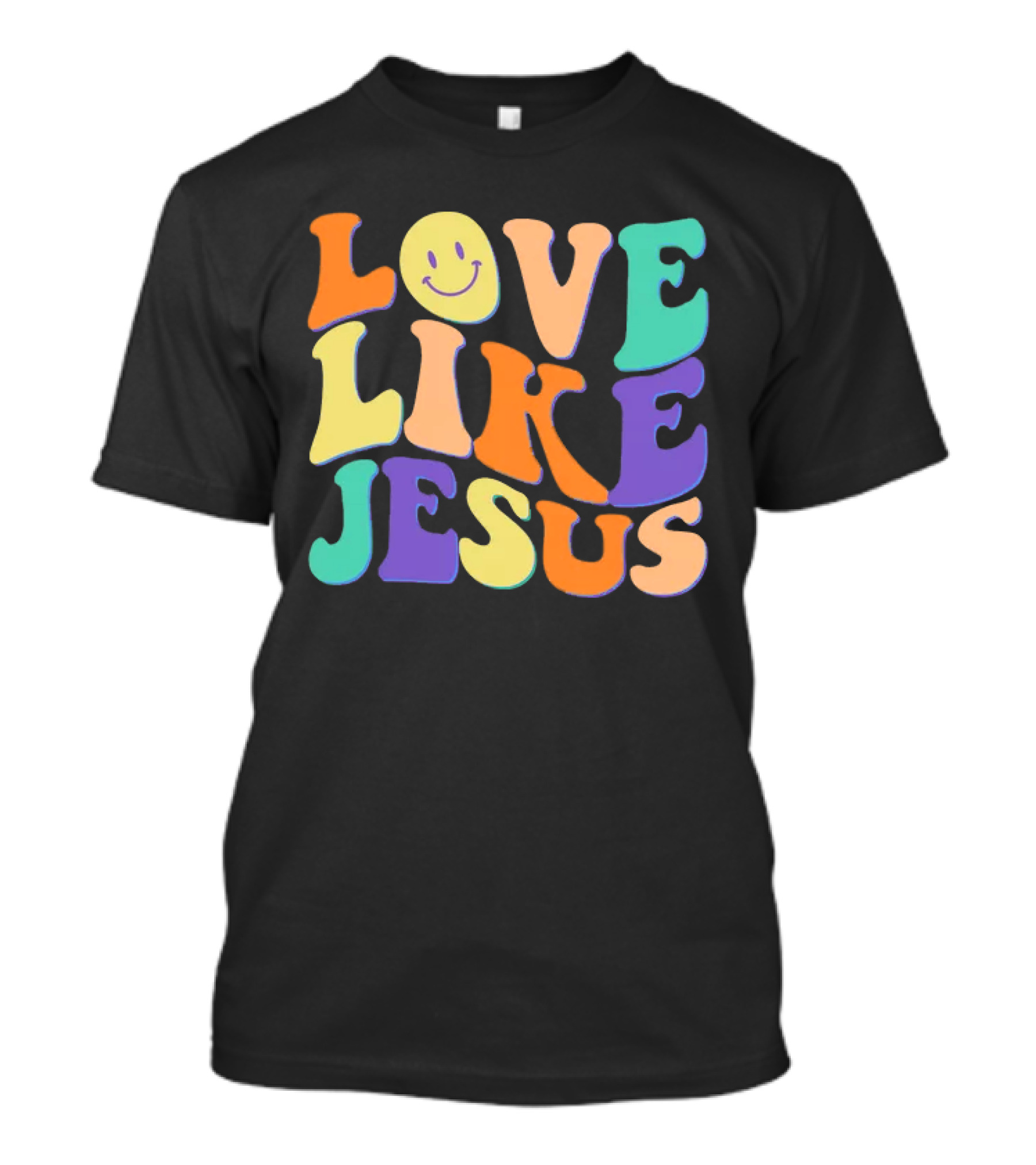 Love Like Jesus Colorful Retro 60s Smiley Face T-Shirt