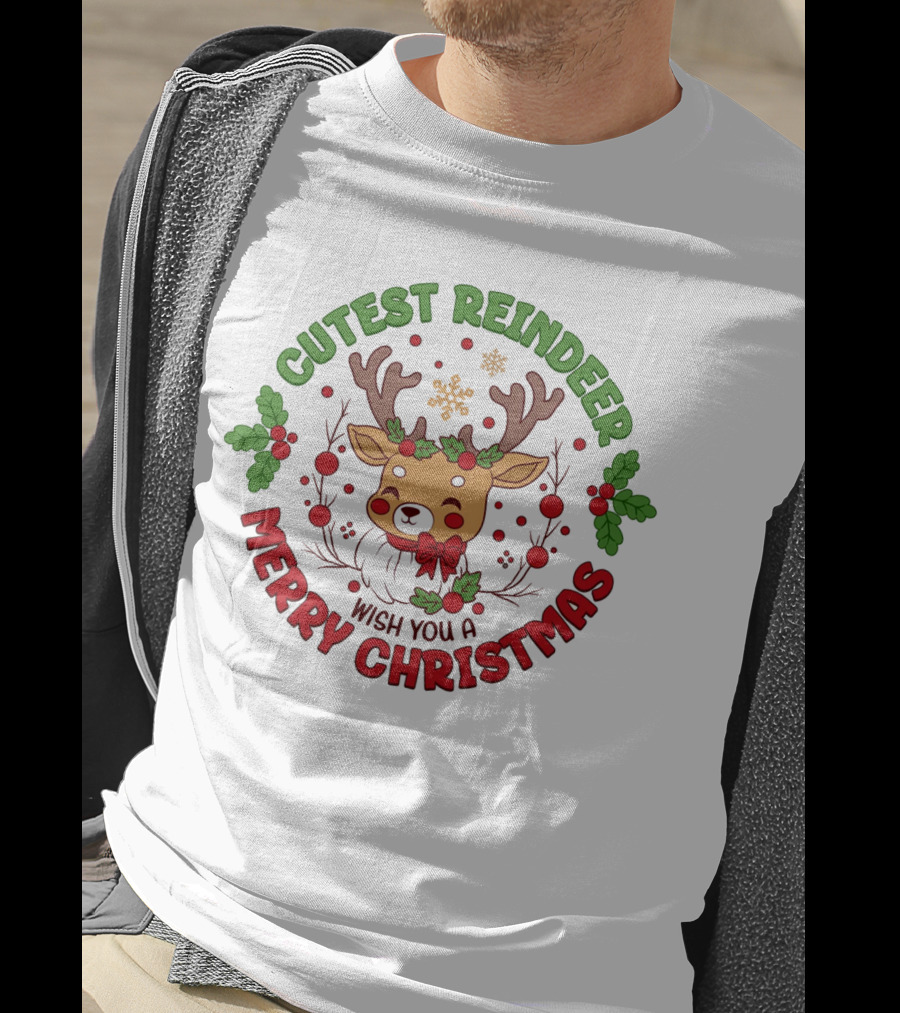 Cutest Reindeer Wish You A Merry Christmas T-Shirt