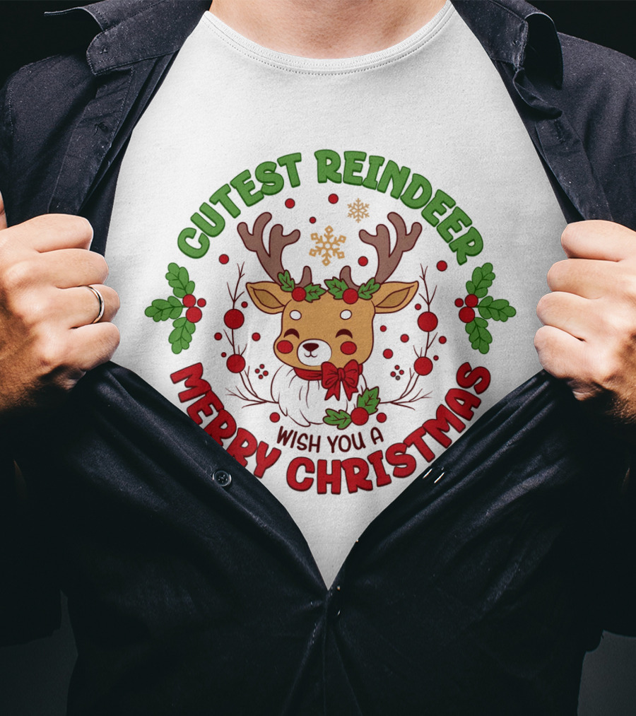 Cutest Reindeer Wish You A Merry Christmas T-Shirt