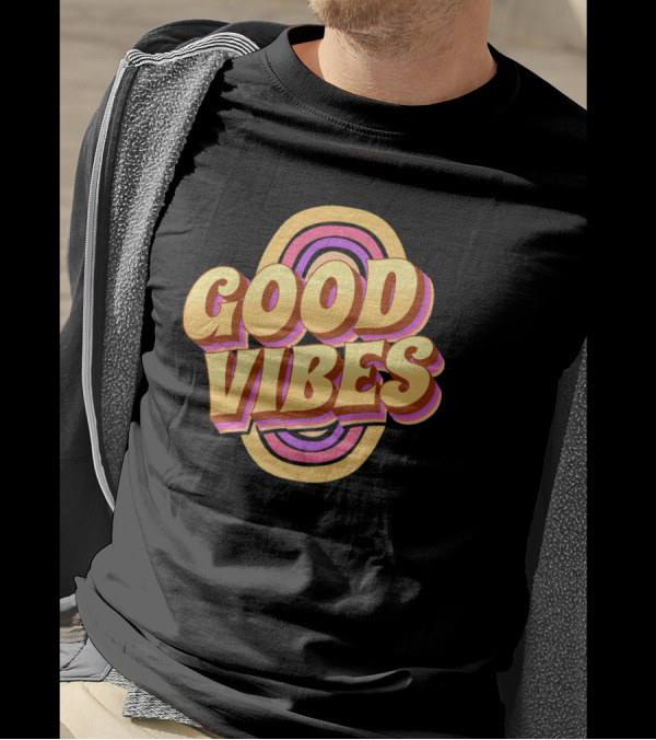 Good Vibes Retro Typography Colorful 70s T-Shirt