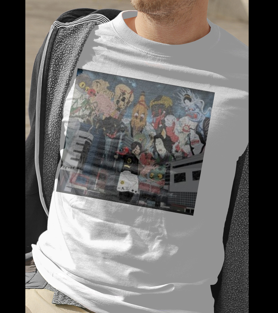 Kemuri Ikumi X Nass Anime Yokai-Inspired Urban Chaos Scene T-Shirt