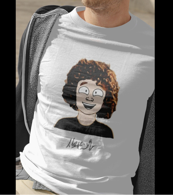 Nelson Neumann Cartoon Signature Smiling Curly-Haired Character T-Shirt