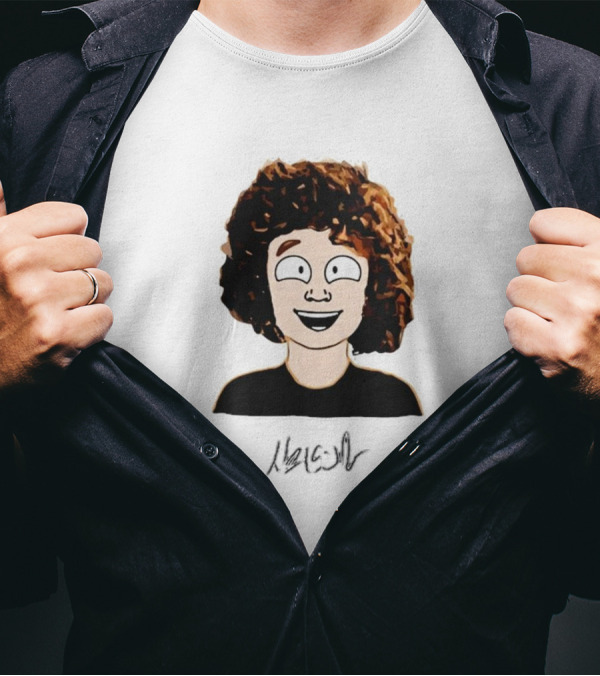 Nelson Neumann Cartoon Signature Smiling Curly-Haired Character T-Shirt