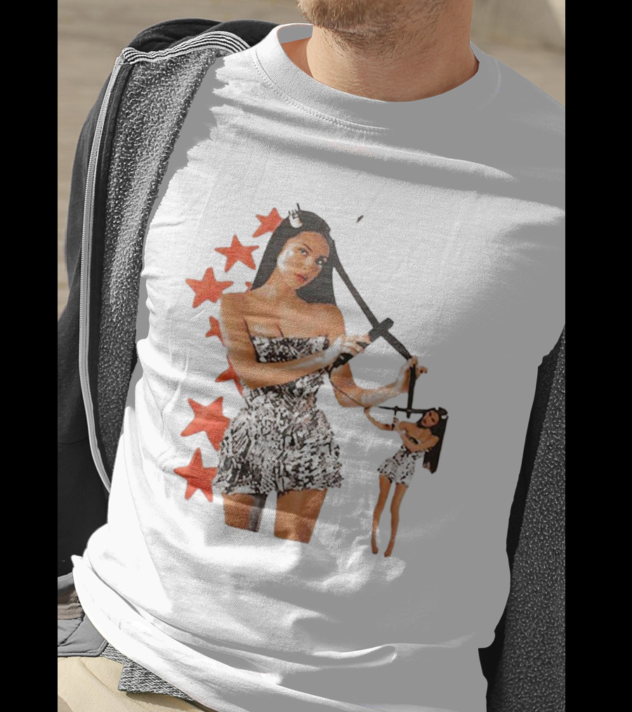 Olivia Rodrigo Black And White Star Dress With Red Stars Motif T-Shirt