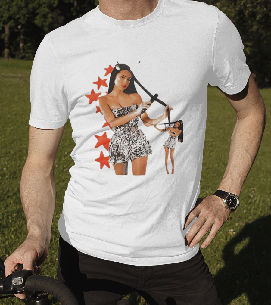 Olivia Rodrigo Black And White Star Dress With Red Stars Motif T-Shirt