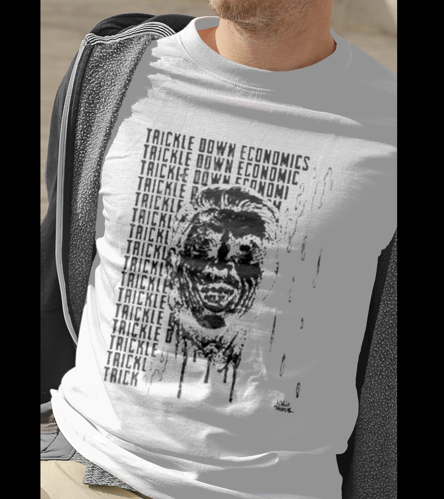 Punkwithacamera Trickle Down Economics Repeated Typography Dripping Face T-Shirt