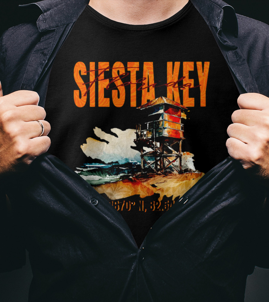 Siesta Key Florida Lifeguard Stand 27.2670° N, 82.5463° W T-Shirt