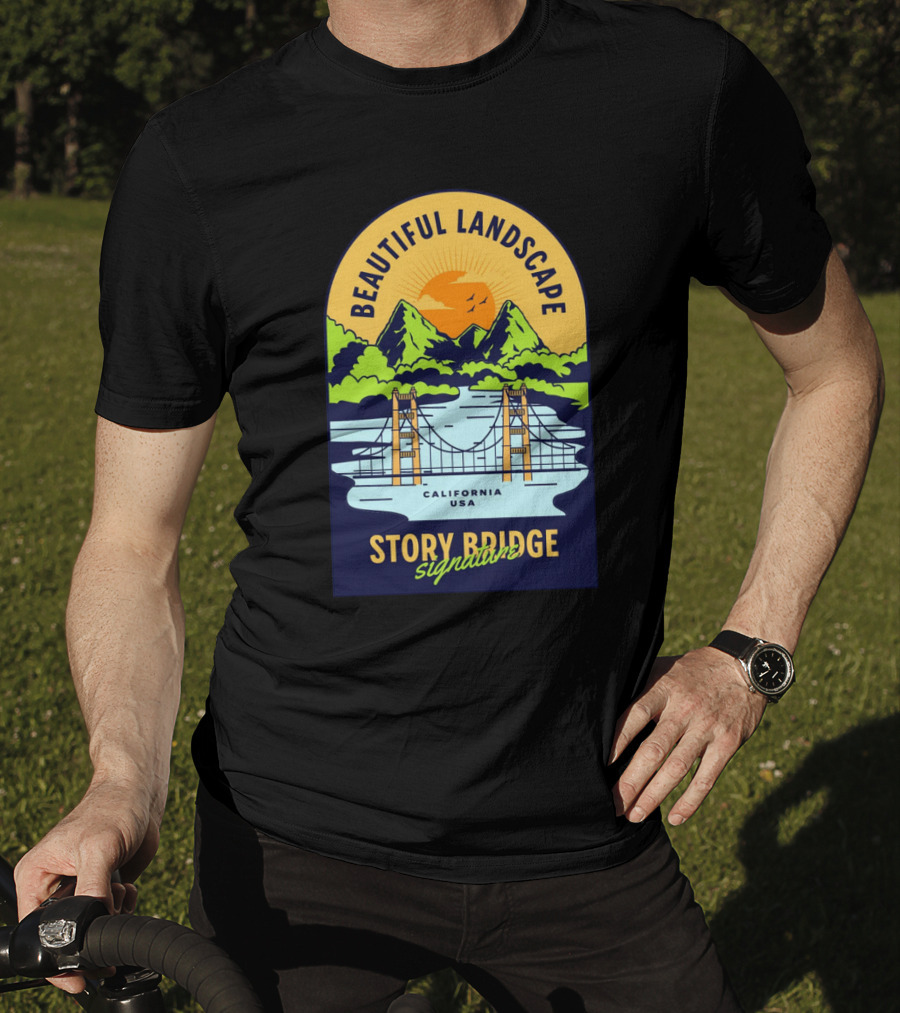 Beautiful Landscape Story Bridge California USA Signature T-Shirt
