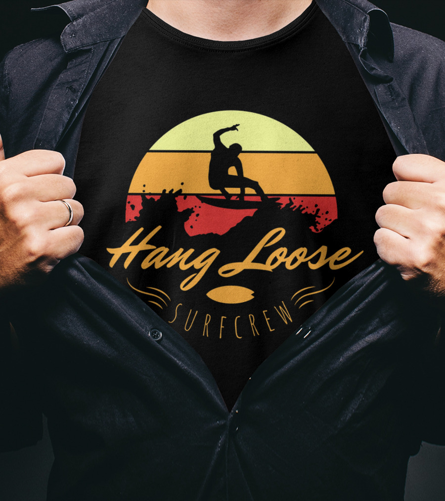 Hang Loose Surfcrew Sunset Surfing T-Shirt