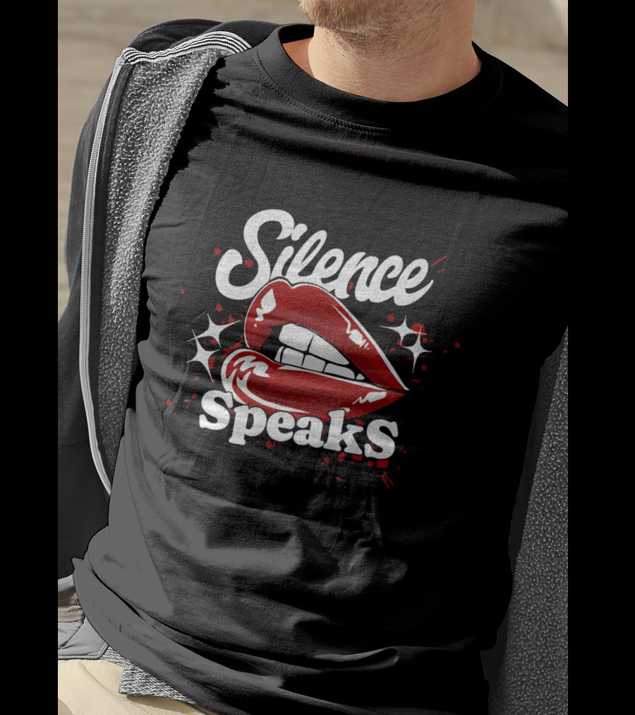Silence Speaks Bold Red Lips And Sparkles T-Shirt