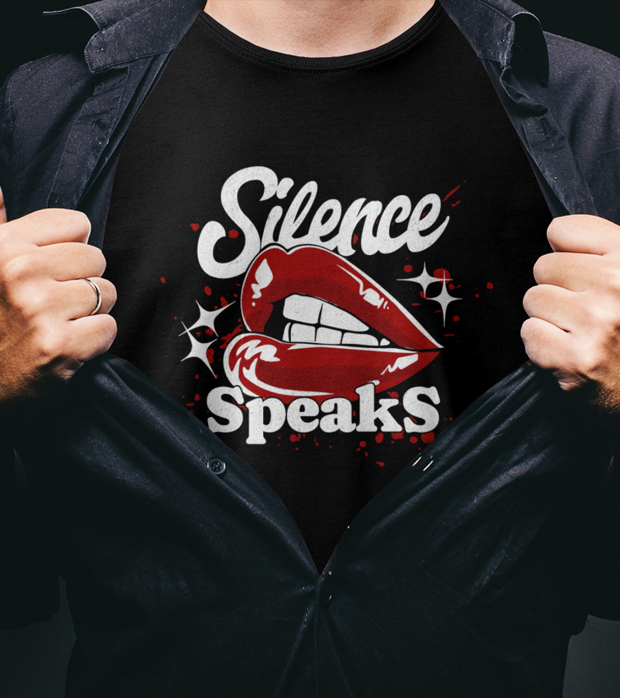 Silence Speaks Bold Red Lips And Sparkles T-Shirt