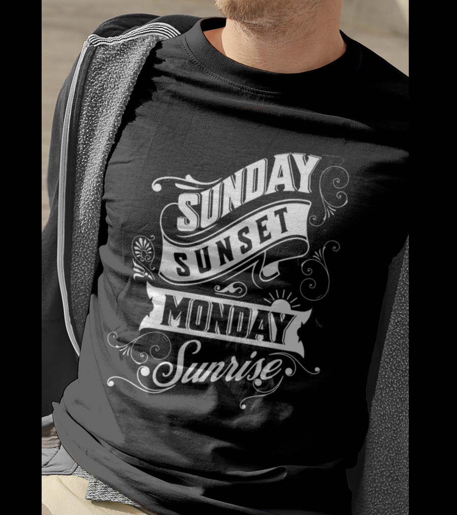 Sunday Sunset Monday Sunrise Vintage Filigree T-Shirt