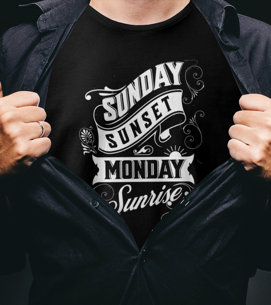 Sunday Sunset Monday Sunrise Vintage Filigree T-Shirt