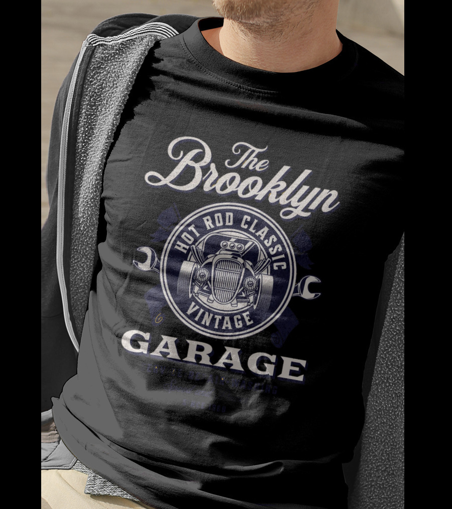 The Brooklyn Hot Rod Classic Vintage Garage Service Repair Washing Speed Power Since 1980 T-Shirt