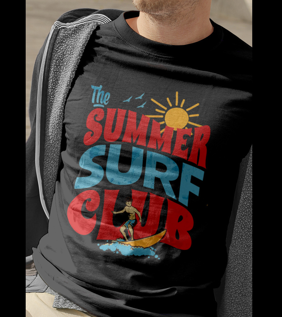 The Summer Surf Club Sun Surfing Retro Typography T-Shirt