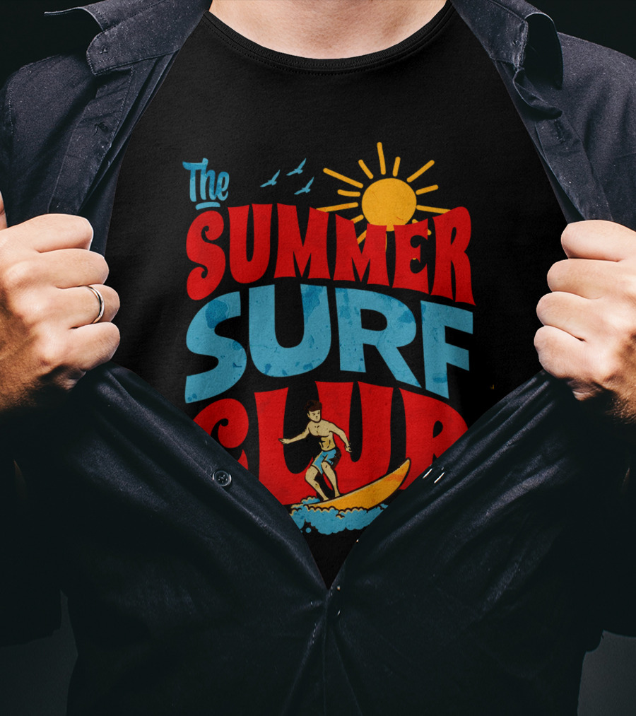 The Summer Surf Club Sun Surfing Retro Typography T-Shirt