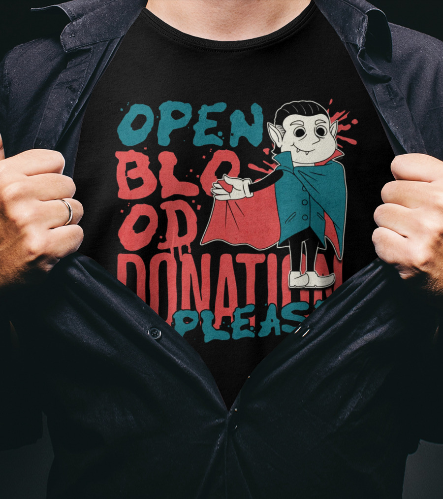 Open Blood Donation Please Safe Me Vampire T-Shirt