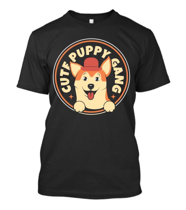 Cute Puppy Gang Corgi With Red Hat And Cheerful Expression T-Shirt