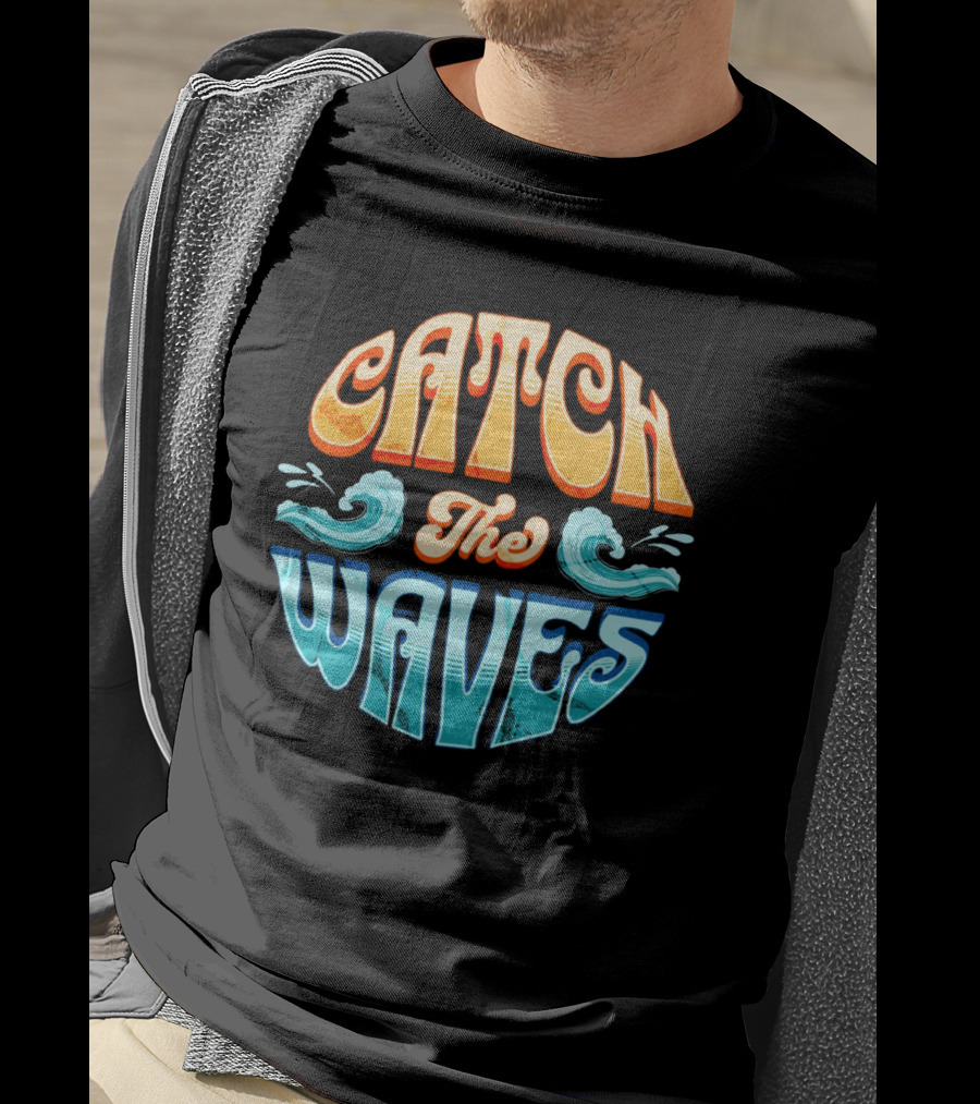 Catch The Waves Vibe Retro Beach T-Shirt