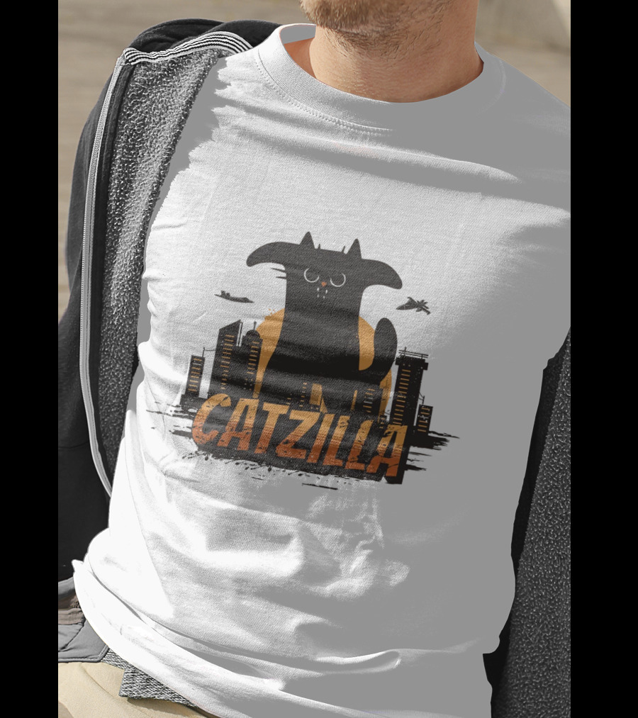 Catzilla Funny Comic Animal Skyline Monster T-Shirt