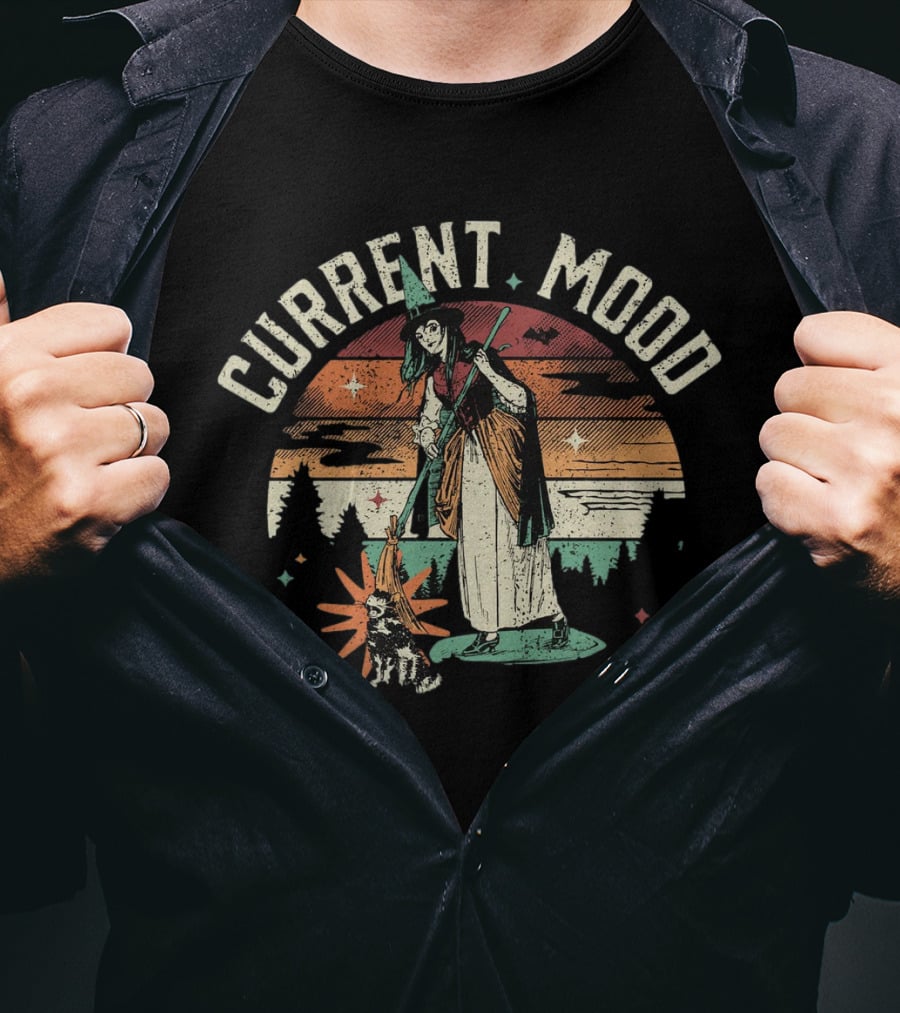 Current Mood Witch Vintage Sunset Dog Companion T-Shirt