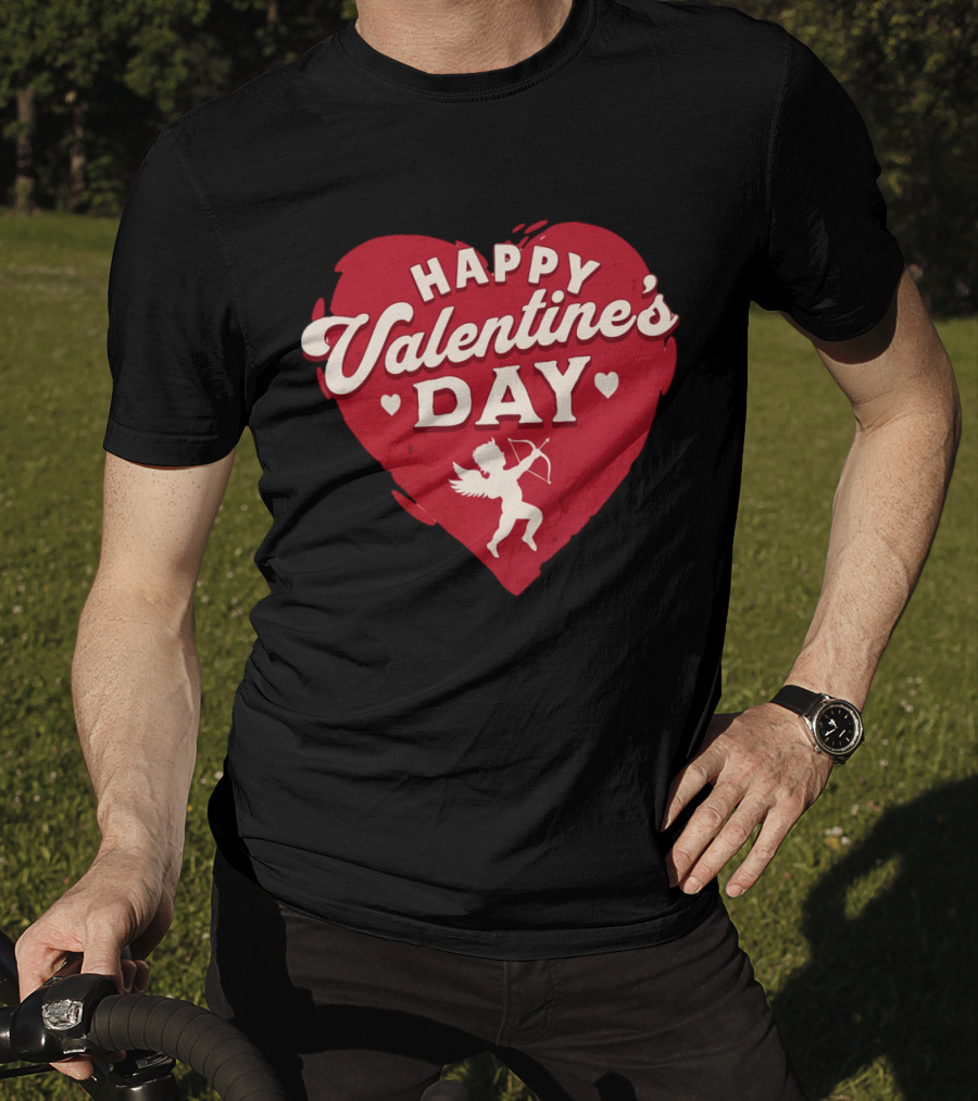 Happy Valentine's Day Cupid Heart With Arrow T-Shirt