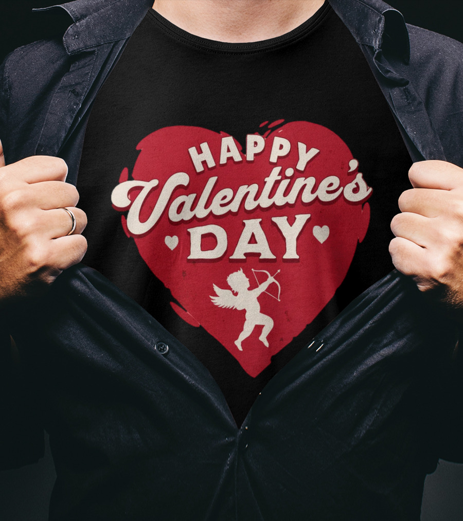 Happy Valentine's Day Cupid Heart With Arrow T-Shirt
