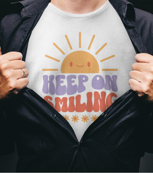 Keep On Smiling Sunburst Flowers T-Shirt