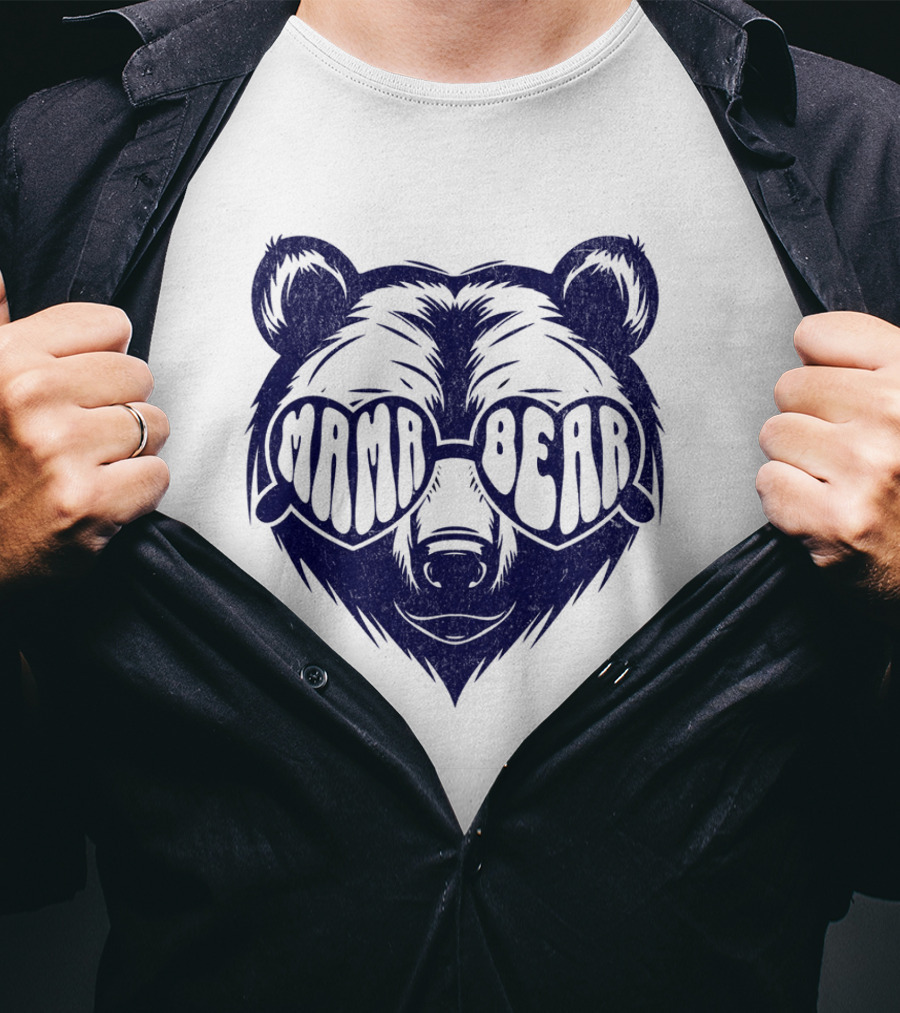 Mama Bear Sunglasses Bold Lettering Bear Head T-Shirt